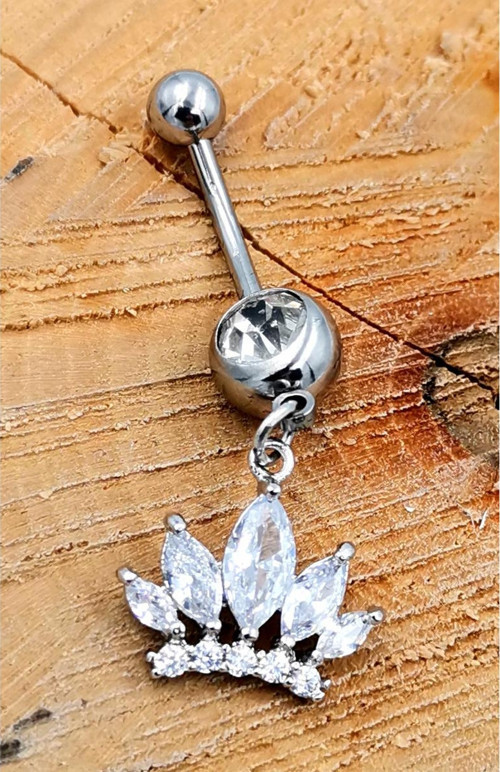 Çelik Zirkon Taşlı Göbek Piercing