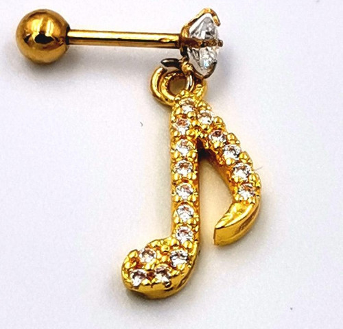 Çelik Zirkon Taşlı Göbek Piercing