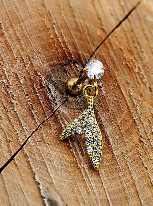 Çelik Zirkon Taşlı Piercing