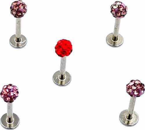 Renkli Taşlı Çelik 5 Adet Kaş Tragus Piercing