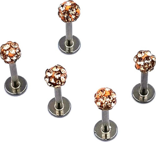 Renkli Taşlı Çelik 5 Adet Kaş Tragus Piercing