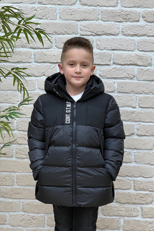 Erkek Çocuk Kapüşonlu Yazılı Şişme Mont Renboy