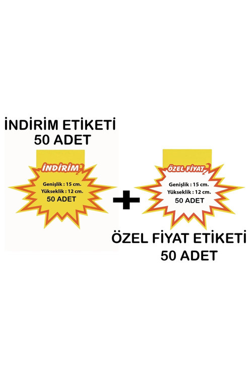 İndirim / Özel Fiyat Baskılı Yıldızlı Fiyat Etiketi 15x12 cm 50+50 Ad.Set