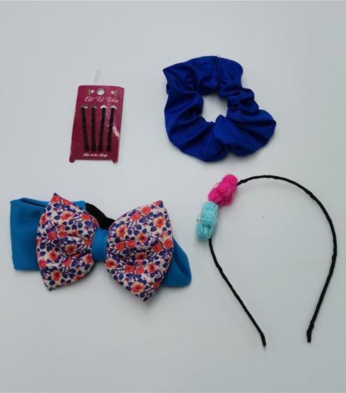 Renkli Desenli Taç Toka Bandana Set