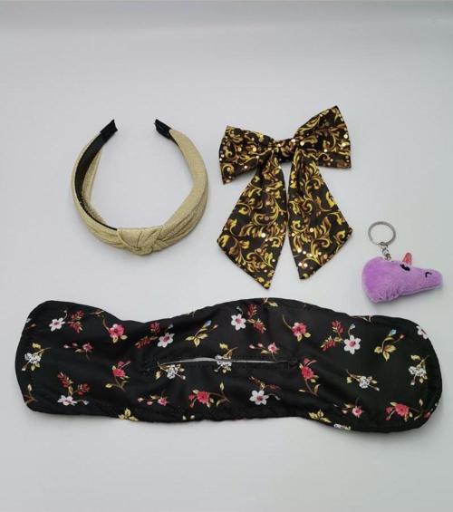 Renkli Desenli Taç Toka Bandana Set