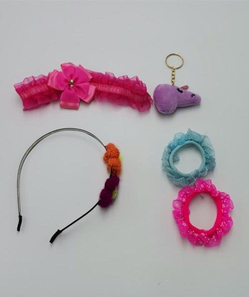Renkli Desenli Taç Toka Bandana Set