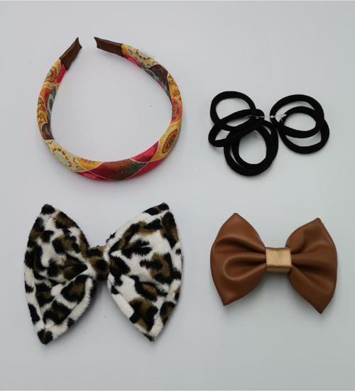 Renkli Desenli Taç Toka Bandana Set