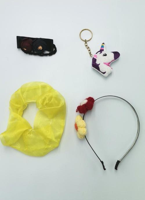 Renkli Desenli Taç Toka Bandana Set
