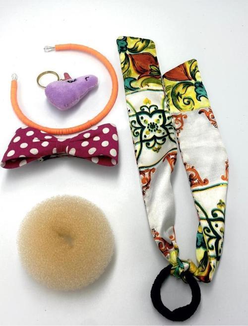 Renkli Desenli Taç Toka Bandana Set