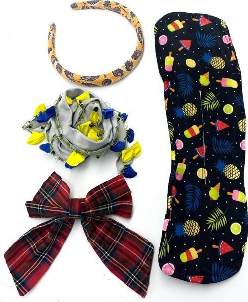 Renkli Desenli Taç Toka Bandana Set