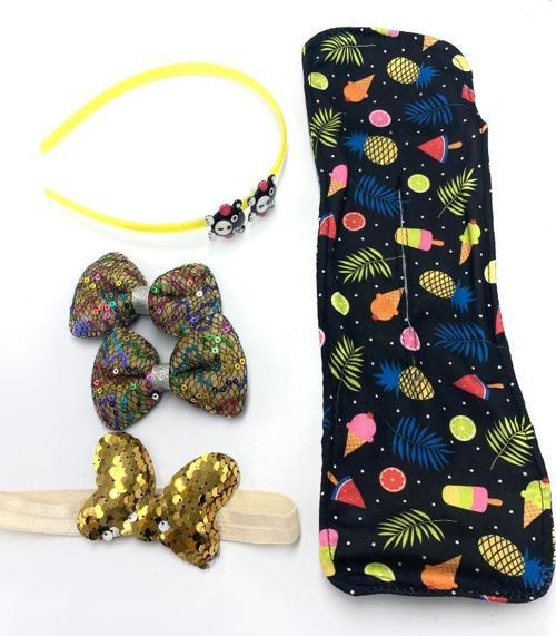 Renkli Desenli Taç Toka Bandana Set