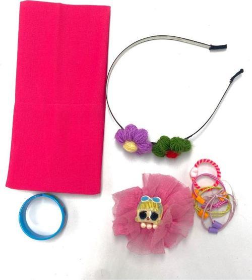 Renkli Desenli Taç Toka Bandana Set