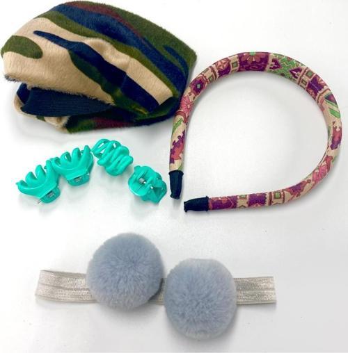 Renkli Desenli Taç Toka Bandana Set