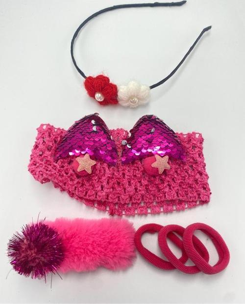 Renkli Desenli Taç Toka Bandana Set