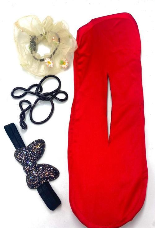 Renkli Desenli Taç Toka Bandana Set