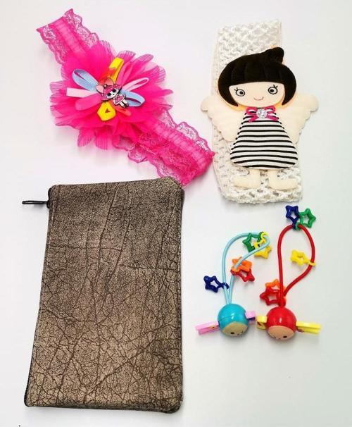 Renkli Desenli Taç Toka Bandana Set