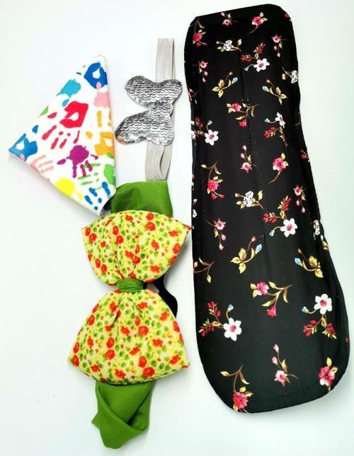 Renkli Desenli Taç Toka Bandana Set