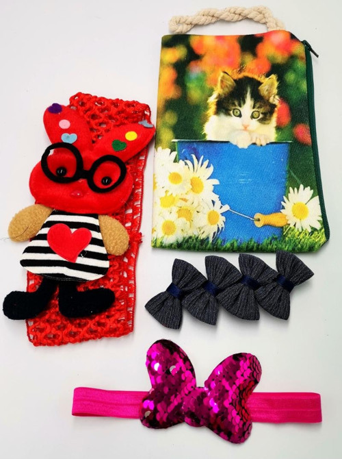 Renkli Desenli Taç Toka Bandana Set
