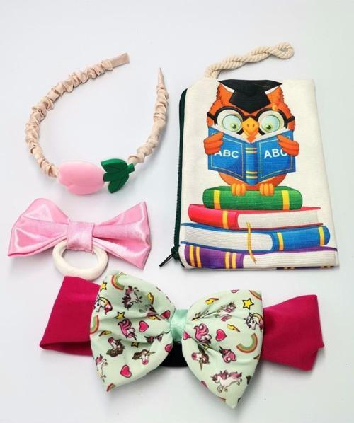 Renkli Desenli Taç Toka Bandana Set
