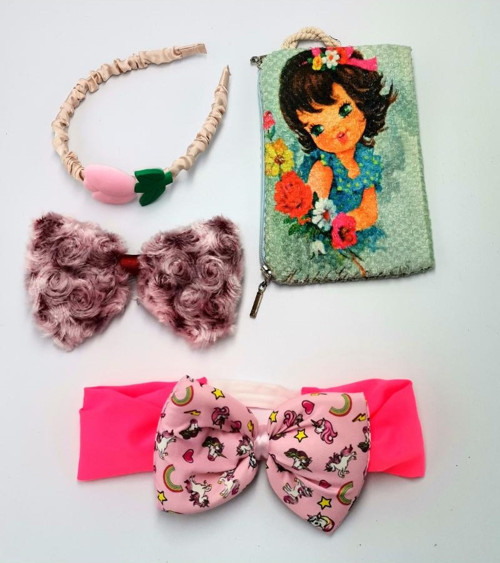 Renkli Desenli Taç Toka Bandana Set