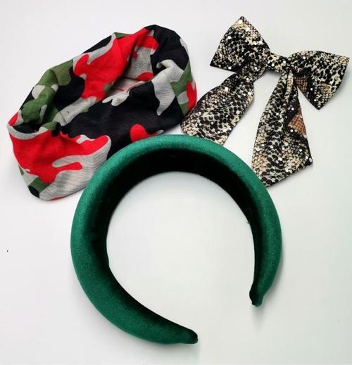 Renkli Desenli Taç Toka Bandana Set