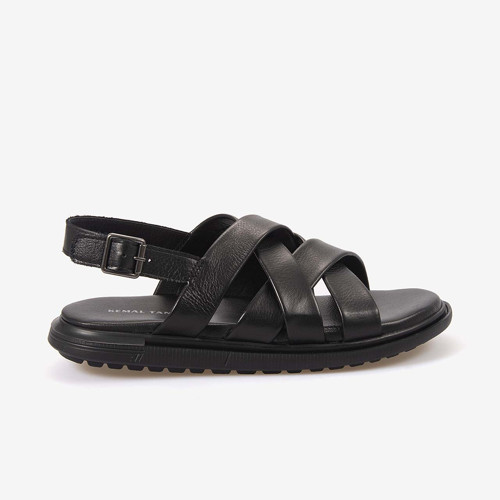 Erkek Kauçuk Tabanlı Deri Comfort Günlük Çapraz Bantlı Sandalet 555