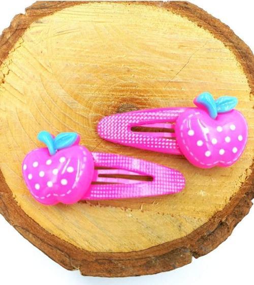 Pembe Renk Elma Figürlü Çıt Çıt Çocuk Tokası