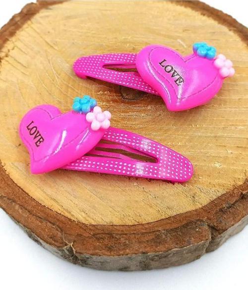Pembe Renk Kalp Figürlü Çıt Çıt Çocuk Tokası