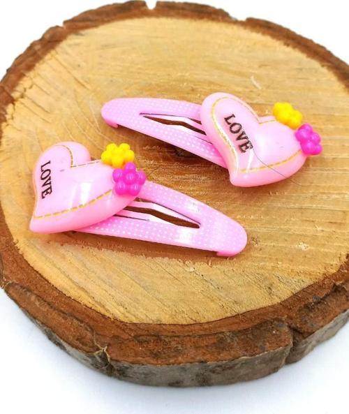 Pembe Renk Kalp Figürlü Çıt Çıt Çocuk Tokası
