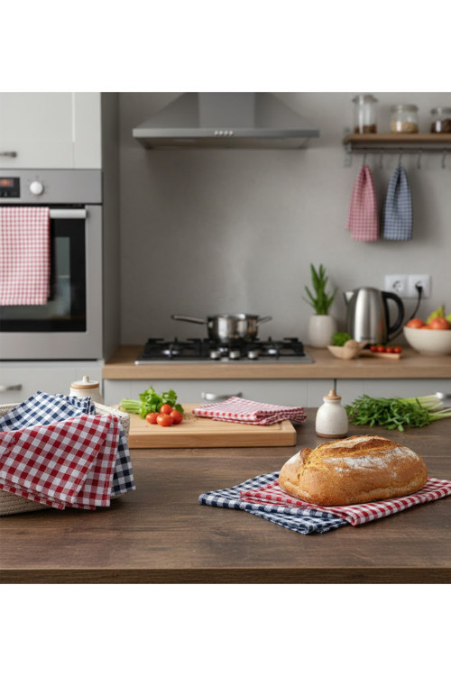 5’Li Set -%100 Pamuklu Modern Çizgili Premium Yüksek Emici Mutfak Peçetesi - Hızlı Kurur