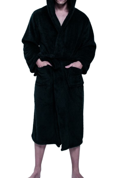 Büyük Beden Pamuklu Siyah Unisex Bornoz