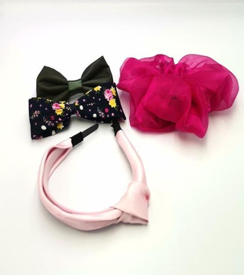 Renkli Desenli Taç Toka Bandana Set