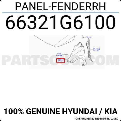 Kia Picanto Ön Çamurluk Delikli Sağ 2017- (Oem No: 66321G6100)