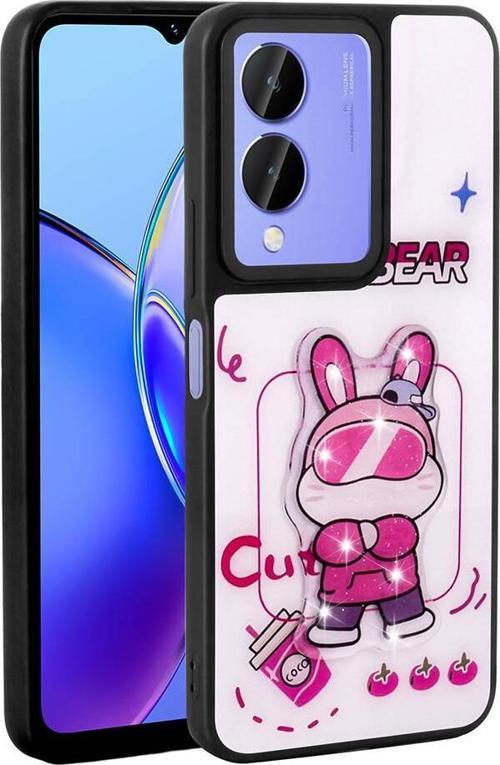 ViVo Y17s Kılıf Parlayan Kabartmalı İkonik Figürlü Amas Silikon Kapak