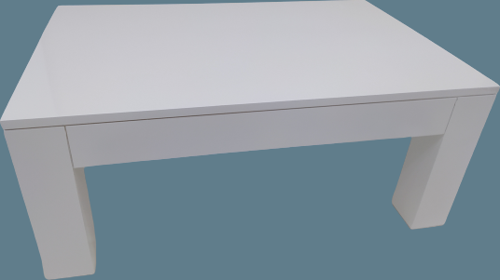 Orta Sehpa 14568 Model Ahşap Kutu Ayak MDF Parlak Beyaz Lake Boya Tabla El Yapım