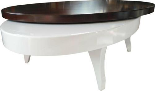 Dönerli Orta 18585 sehpa OVAL İnovatif Ürün Kayın Retro Ayak Şık MDF Tabla Beyaz