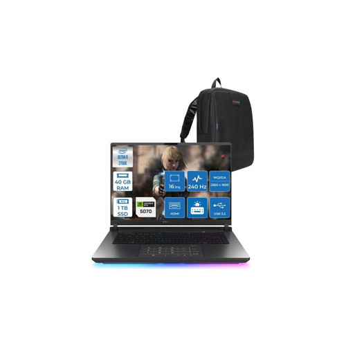 Rog Strix G16 Intel Core Ultra 9 275HX 40GB Ddr5 1tb SSD 8GB/RTX5070/115W 16" 2.5k 240Hz 3ms IPS Windows 11 Pro Taşınabilir Bilgisayar S5116H14 + Zettaçanta
