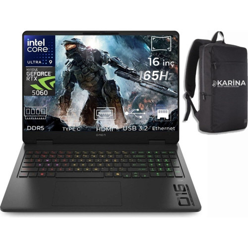 Omen Slim 16-AN0000NT Ultra 9 285H BQ3Z2EA-K12 48GB 1tb RTX5060 8gb W11PRO 16" Wuxga Gaming Laptop & Karina Çanta