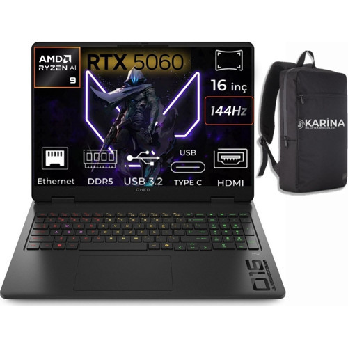 Omen 16-AP0020NT Amd Ryzen Aı 9 365 C12CPEA-K24 32GB 4tb RTX5060-8GB W11PRO 16" Wuxga 144Hz Taşınabilir Bilgisayar