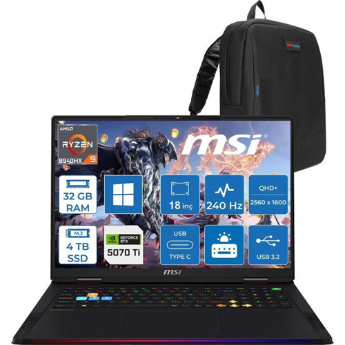Creatorpro X18 Hx A14VKSG-481TR Intel Core I9 14900HX 192GB Ddr5 6tb SSD Windows 11 Pro Rtx 3500 Ada Gddr6 12GB 175W 18 Inç Uhd+ (3840×2400) 120Hz Mobil Iş Istasyonu 481TRP27 + Zetta Çanta