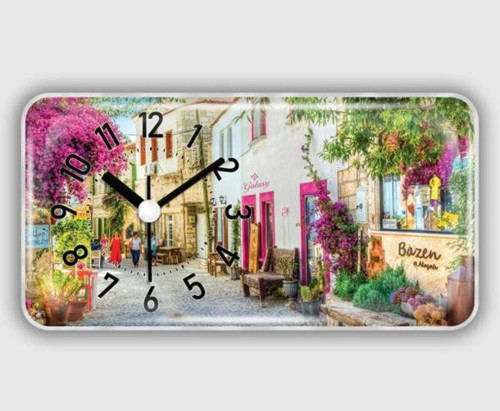 Mıknastıslı Alaçatı Hatırası Desenli Buzdolabı Saati 16,5 x 8,5 cm