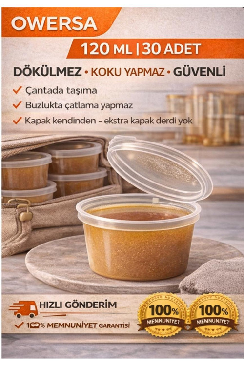 Sızdırmaz kap 50 ADET 120 ml Mini Saklama Kabı Sosluk Buzluk Kabı, Et Suyu, Kemik Suyu, Sos Kabı**