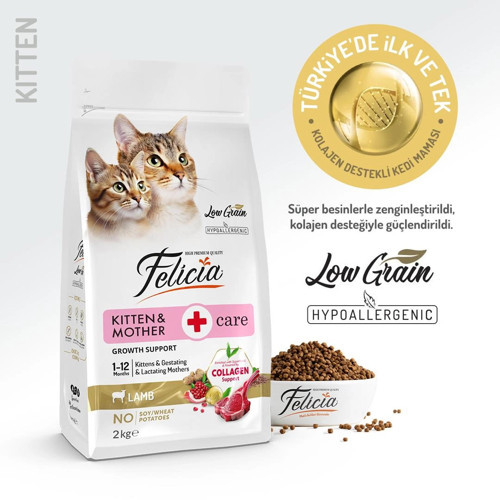 Kuzu Etli Düşük Tahıllı Yavru ve Hamile Kedi Maması 2 kg