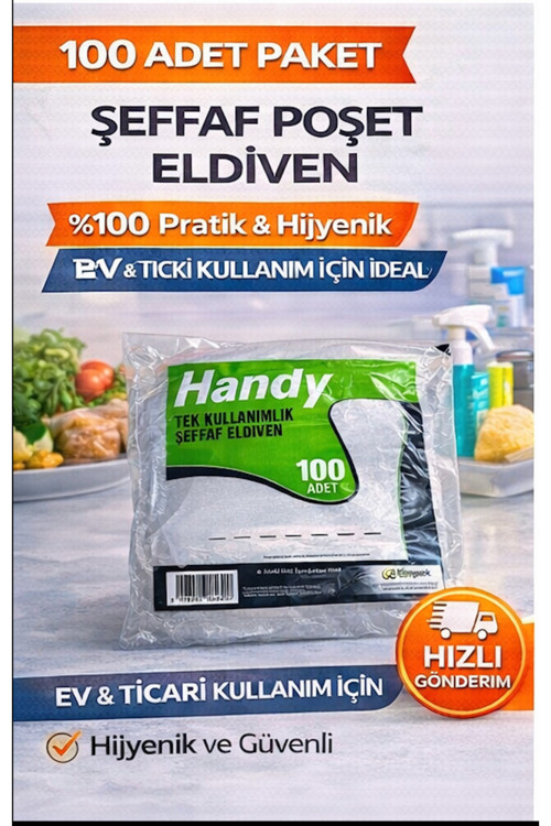Şeffaf Eldiven Poşet Eldiven 1 Paket 100 Adet HİJYENİK