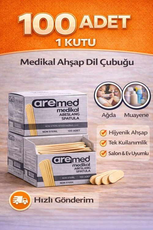 100 Adet Marka Abeslang Tahta Dil Çubuğu Basacağı - Ağda Spatulası