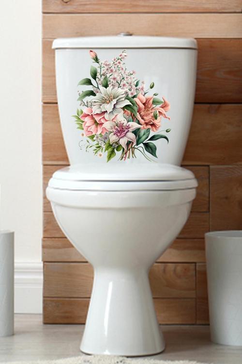 Soft Renkli Kır Çiçekleri Klozet Sticker Banyo Sticker