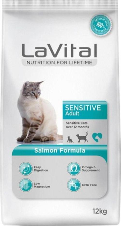 LaVital Somonlu Sindirim Ve Deri Hassasiyetli Yetişkin Kedi Maması 12 Kg