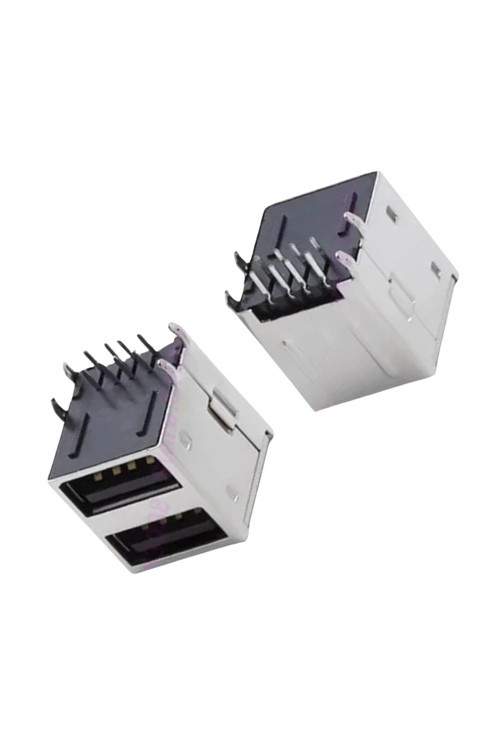 IC-265E USB İkili 2.0 Şase A Tip Dişi 90° Siyah