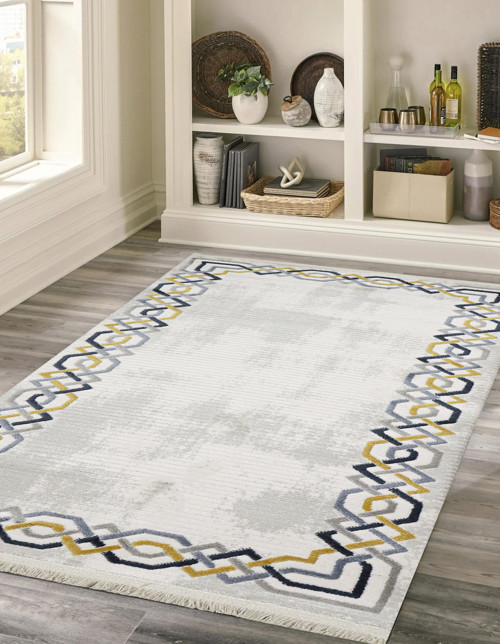 Asel Zincir Desen Modern Akrilik Makine Dokuma Salon Halısı - 11575