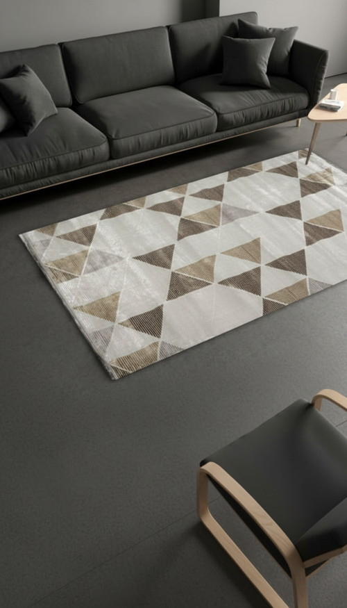 Zen Modern Desen Krem Modern Akrilik Makine Dokuma Salon Halısı - 6609